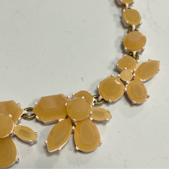 J Crew Ribbon Statement Necklace Orange Rhinestones Flowers - Picture 8 of 8